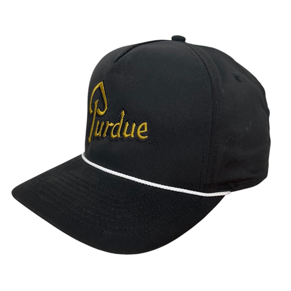 PURDUE UNIVERSITY Drum Script Rope Hat Cap IMPERIAL Black SNAPBACK